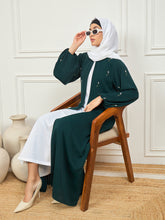 2 Piece Solid Luxury Abaya with White Georgette Hijab